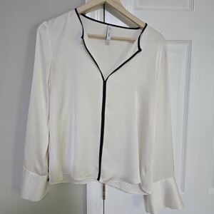 Mango Cream Blouse with Black Piping
